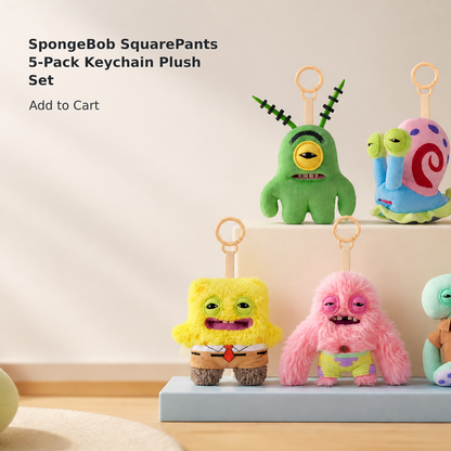 ZURU Licensed SpongeBob 5-Inch Plush Keychain Set, 5-Pack